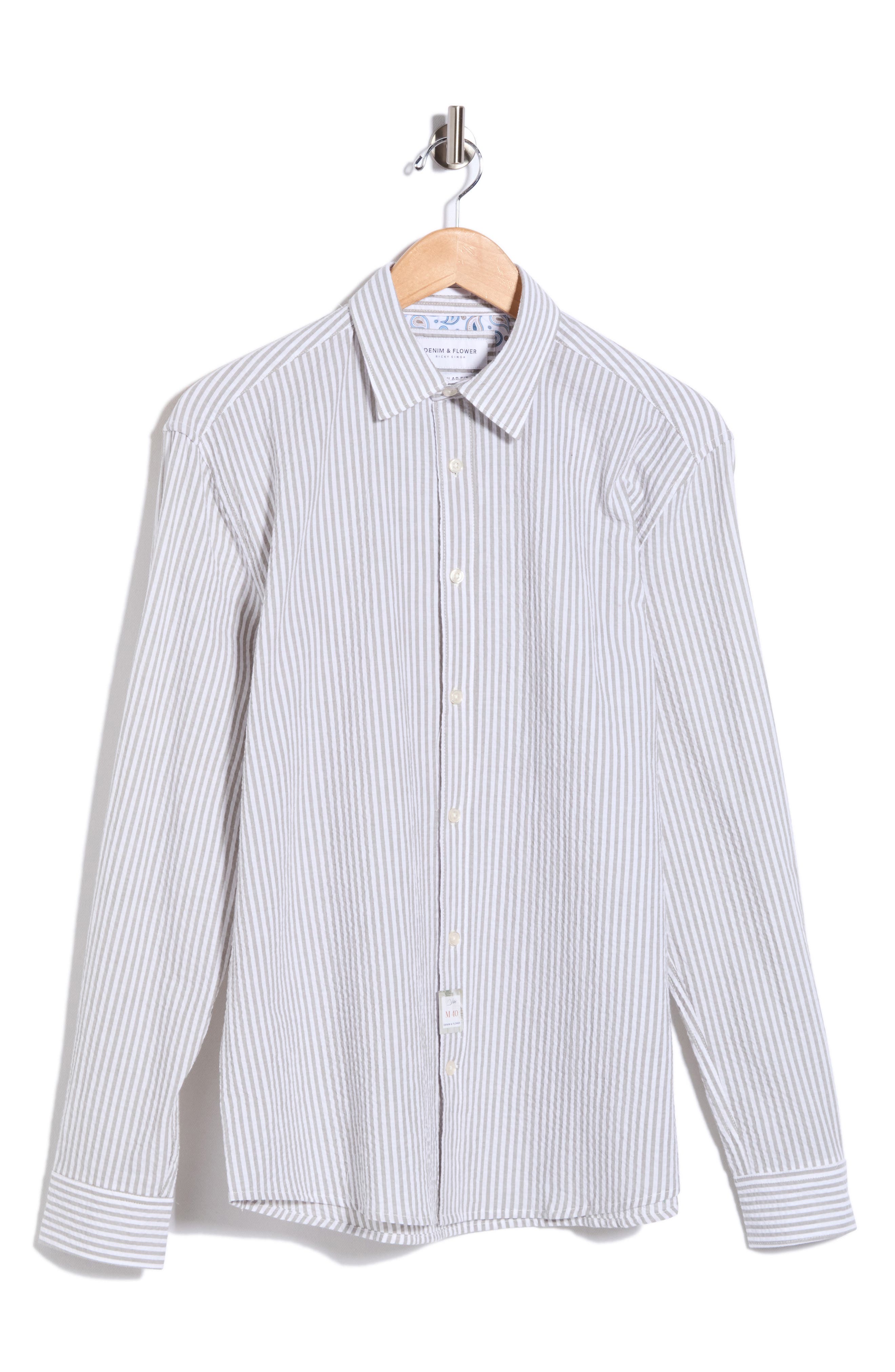 Vertical Stripe Long Sleeve Button-Up Shirt