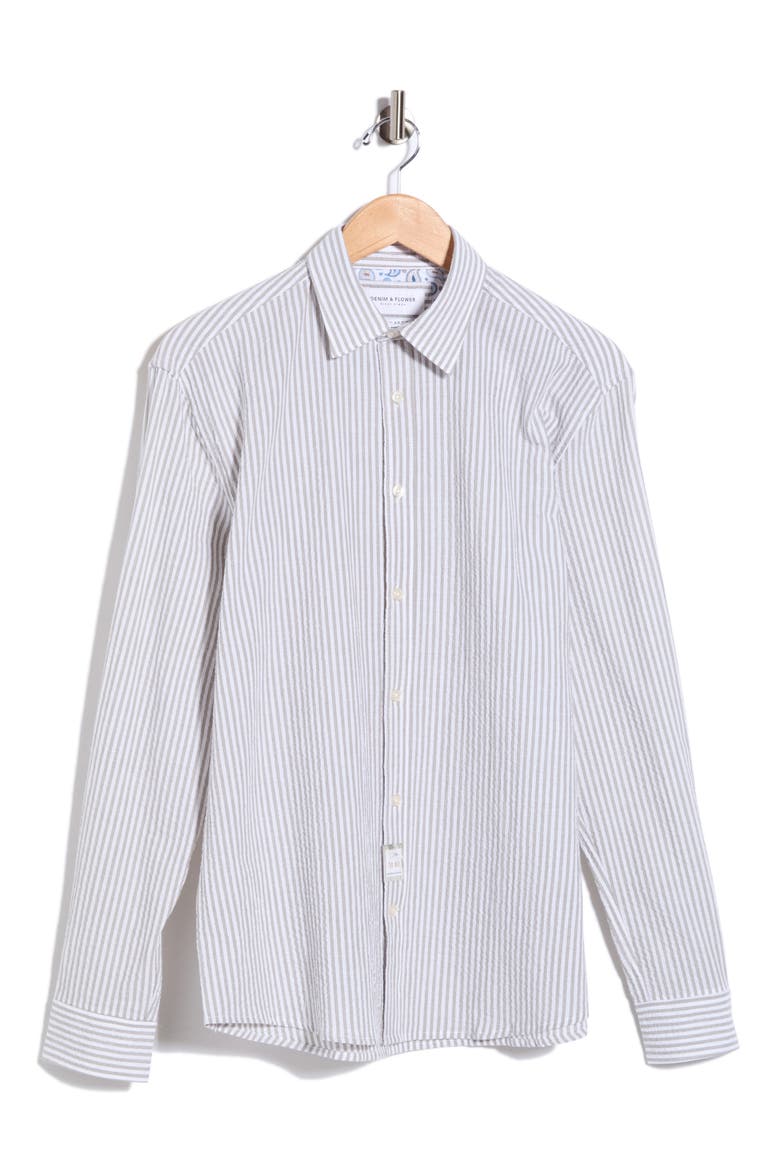 Vertical Stripe Long Sleeve Button-Up Shirt, Main, color, WHITE
