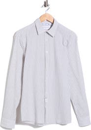 DENIM AND FLOWER Vertical Stripe Long Sleeve Button-Up Shirt