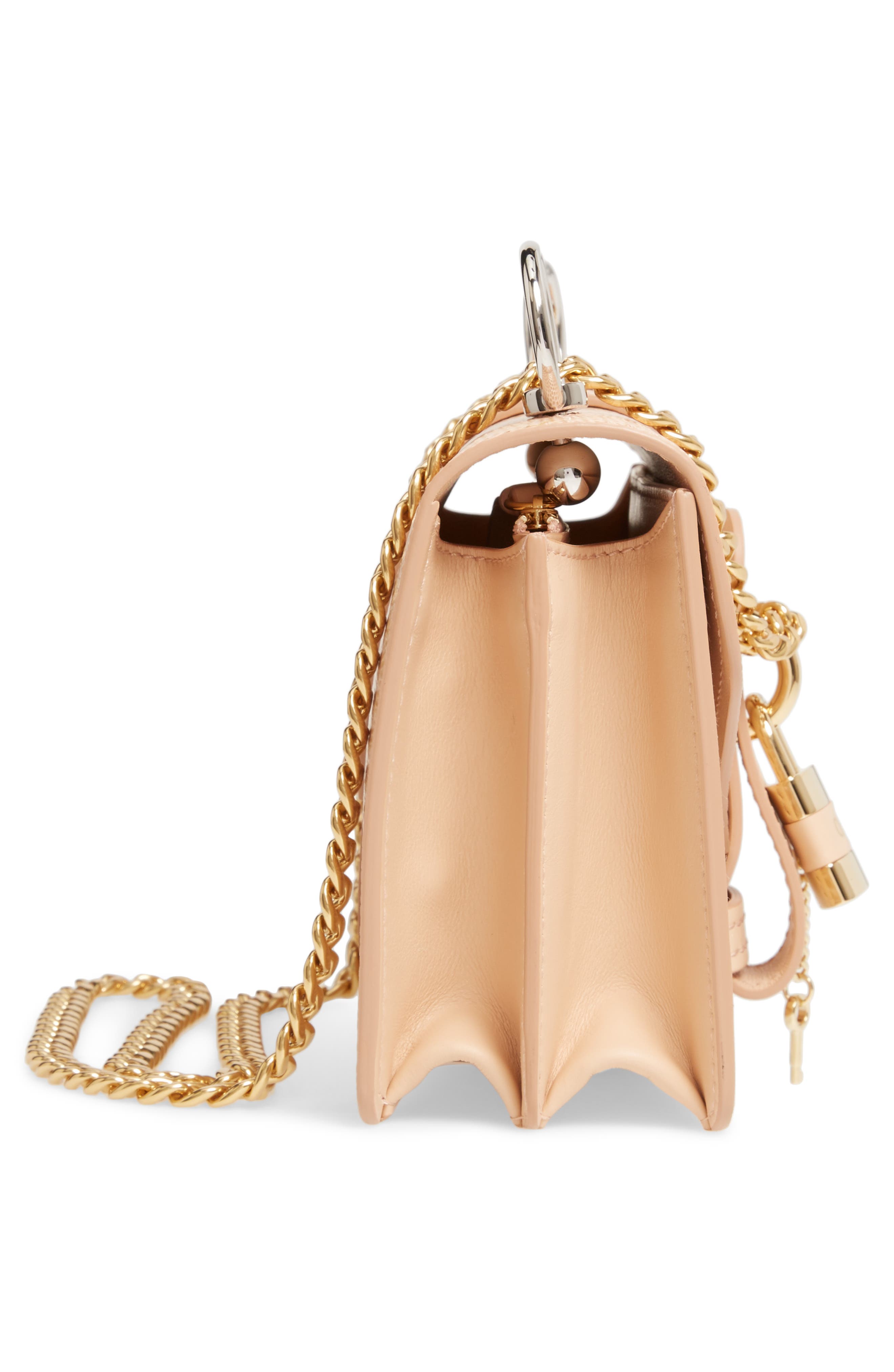 Chloé Aby Chain Reptile Embossed Calfskin Leather Shoulder Bag, Alternate, color, 