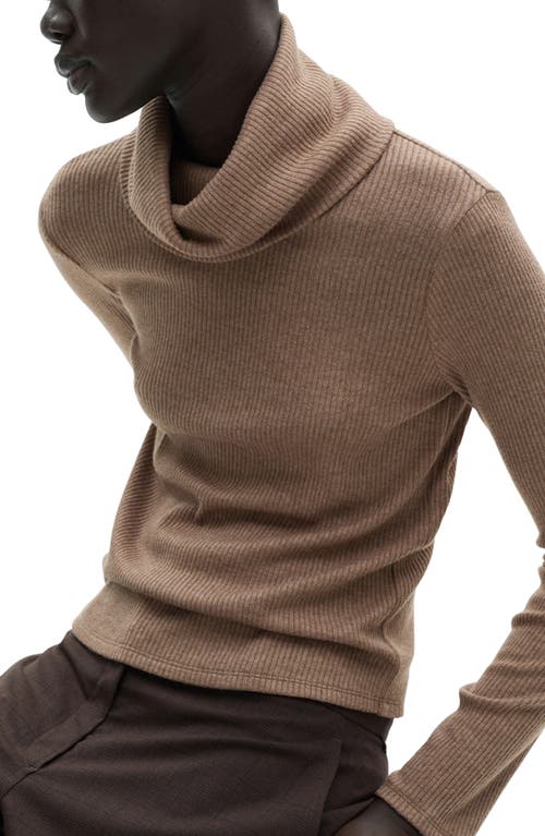 Shop Mango Turtleneck Long Sleeve Top In Brown