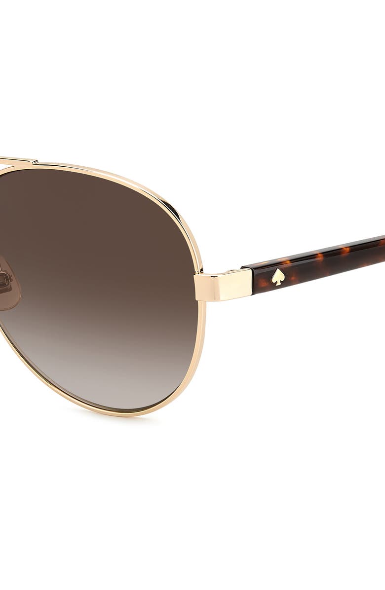 Kate Spade New York averie 58mm aviator sunglasses, Alternate, color, Gold