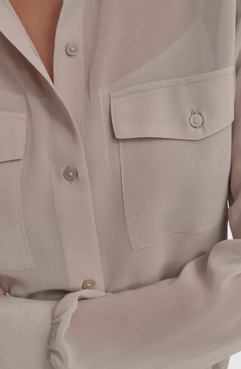 DKNY Chiffon Button-Up Shirt, Alternate, color, Pebble