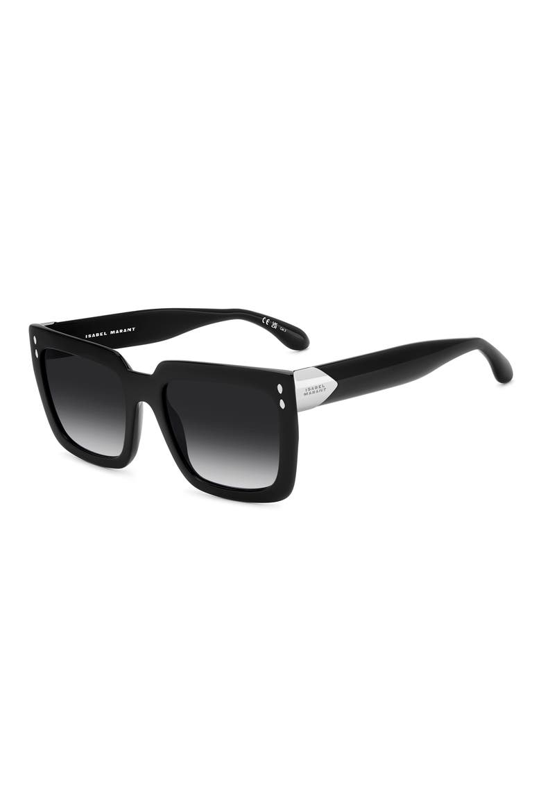 55mm Gradient Rectangular Sunglasses, Alternate, color, BLACK/ DARK GREY SF