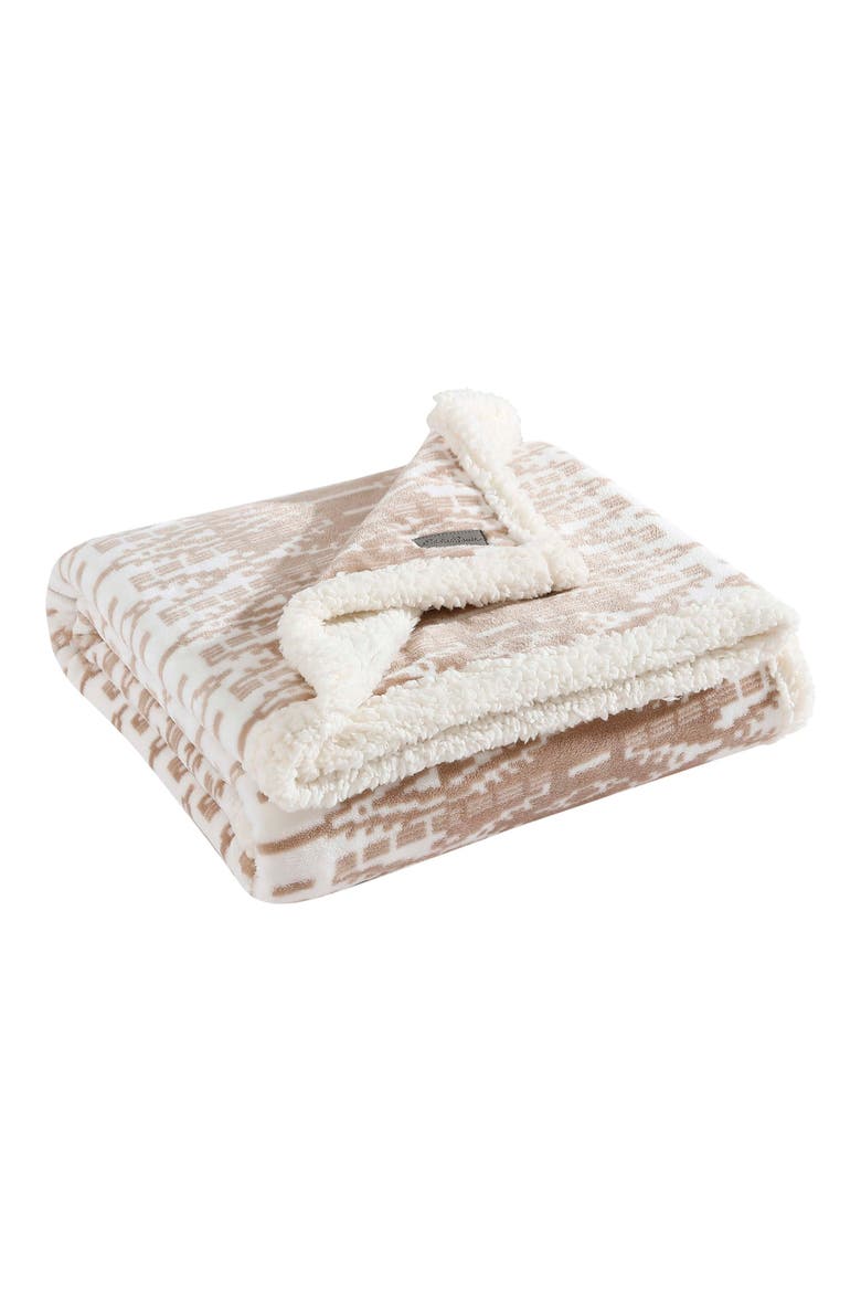 San Juan Faux Shearling Throw Blanket, Main, color, DARK BEIGE