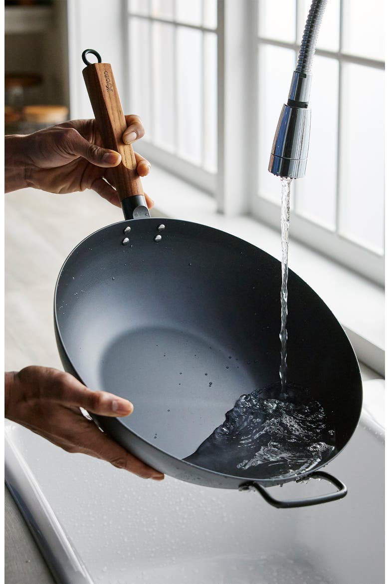 Kyoto Carbon Steel 14-Inch Wok, Alternate, color, BLACK