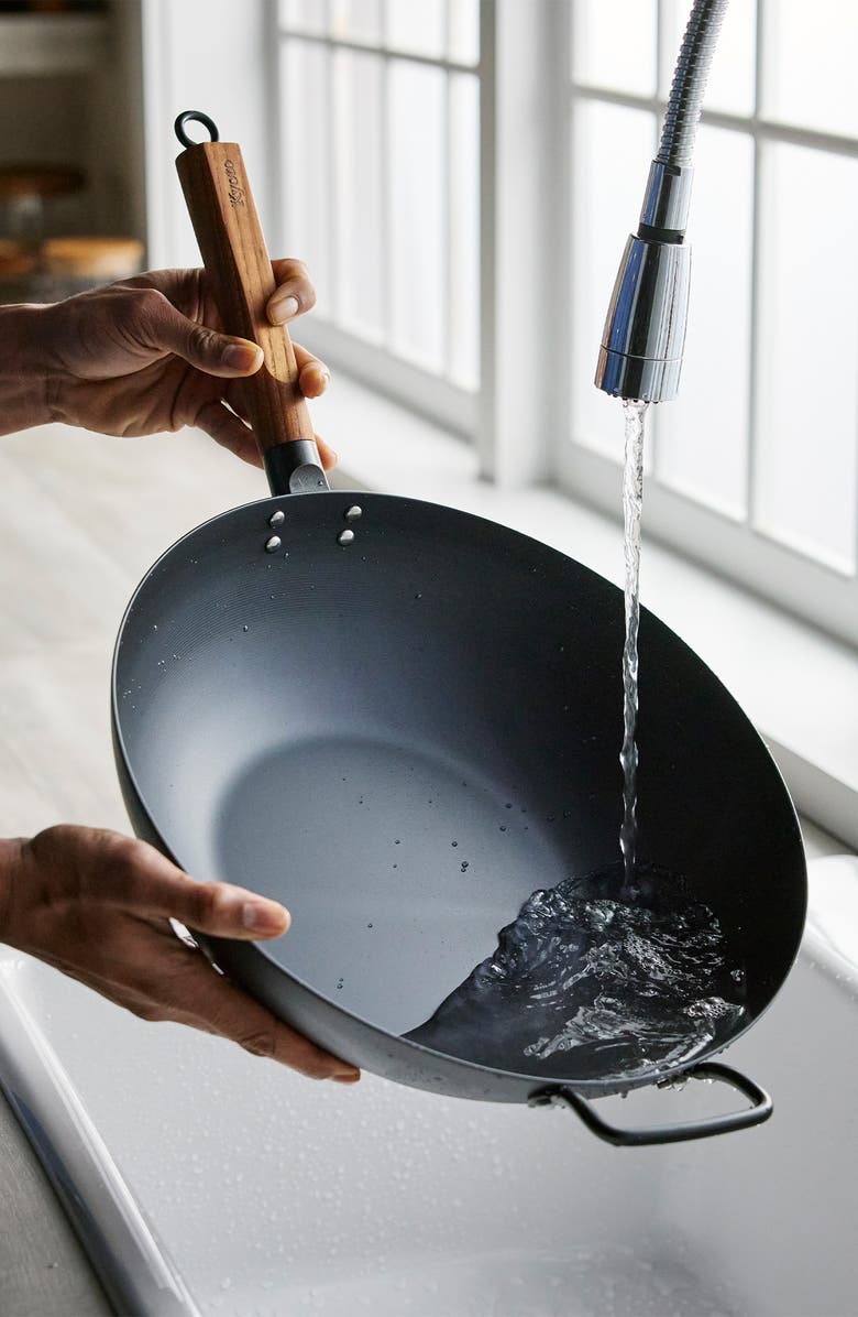 GreenPan Kyoto Carbon Steel 14-Inch Wok, Alternate, color, Black