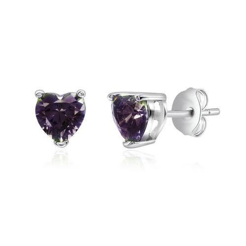 Donatello Gian Sterling Silver Mystic Topaz Heart Studs In Mystic