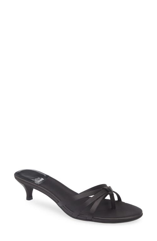 Jeffrey Campbell Doretta Kitten Heel Flip Flop In Black Satin