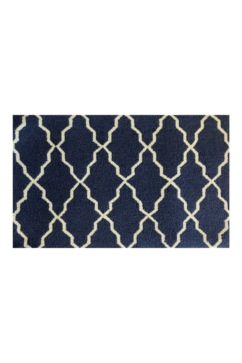 Lattice Door Mat, Main, color, DARK BLUE WHITE