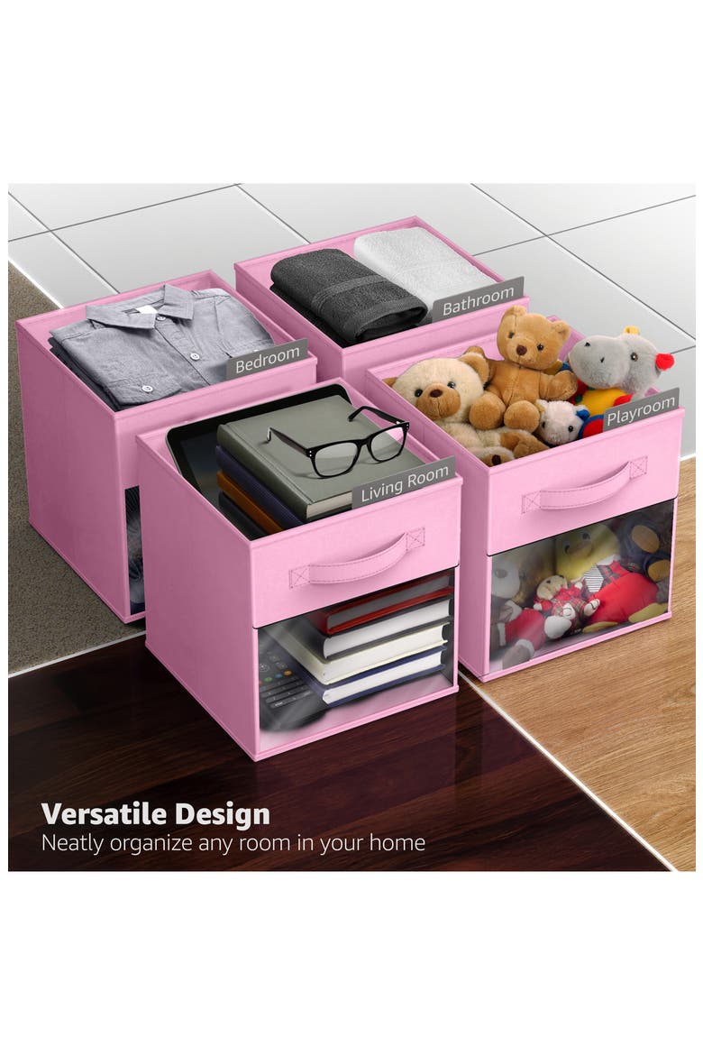 Set of 6 Collapsible Storage Bins, Alternate, color, PASTEL PINK