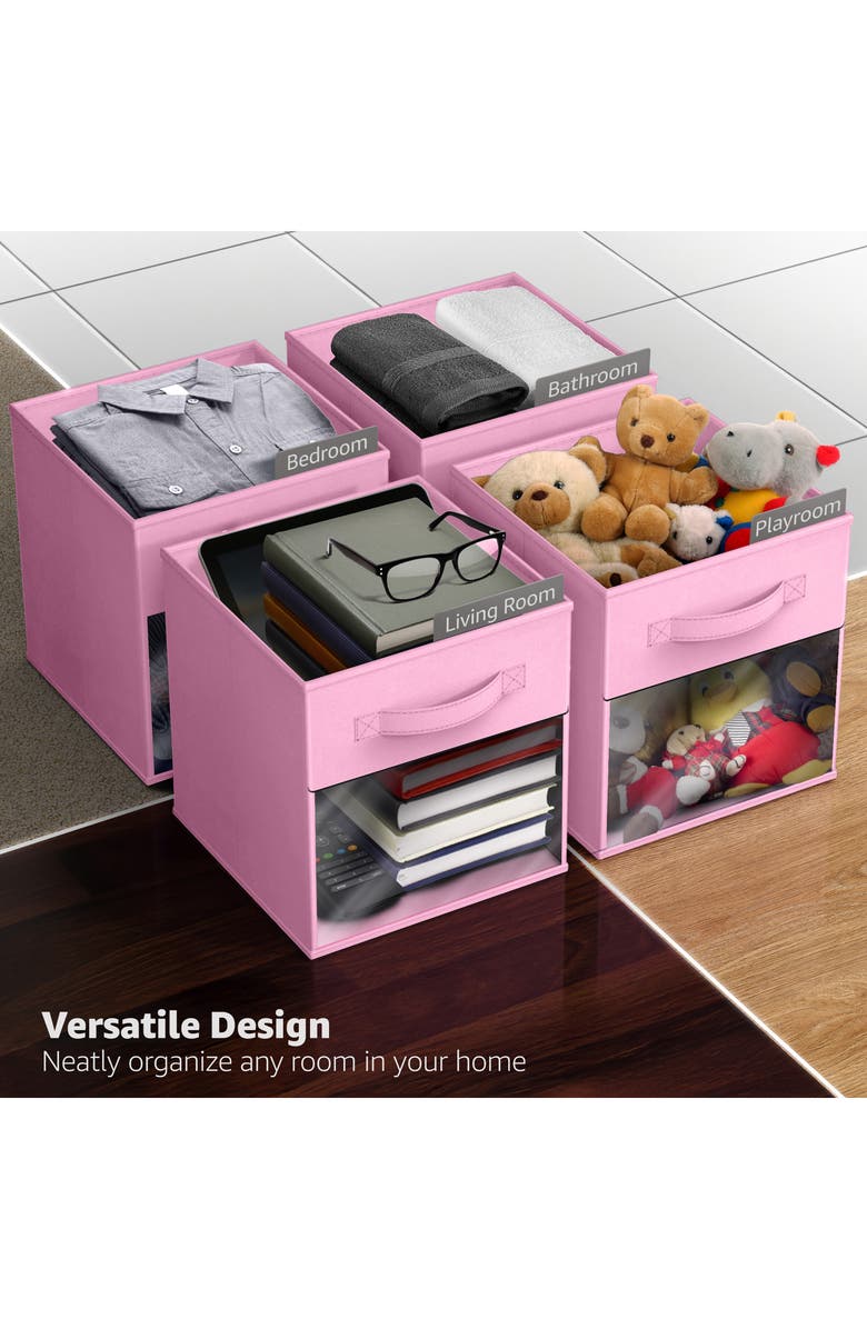 SORBUS Set of 6 Collapsible Storage Bins, Alternate, color, Pastel Pink