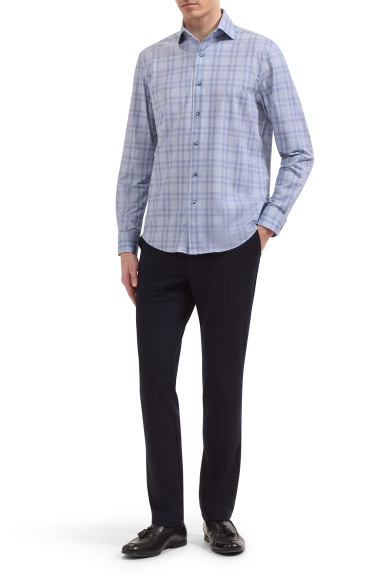 Devon OoohCotton® Plaid Button-Up Shirt, Alternate, color, HAZY BLUE