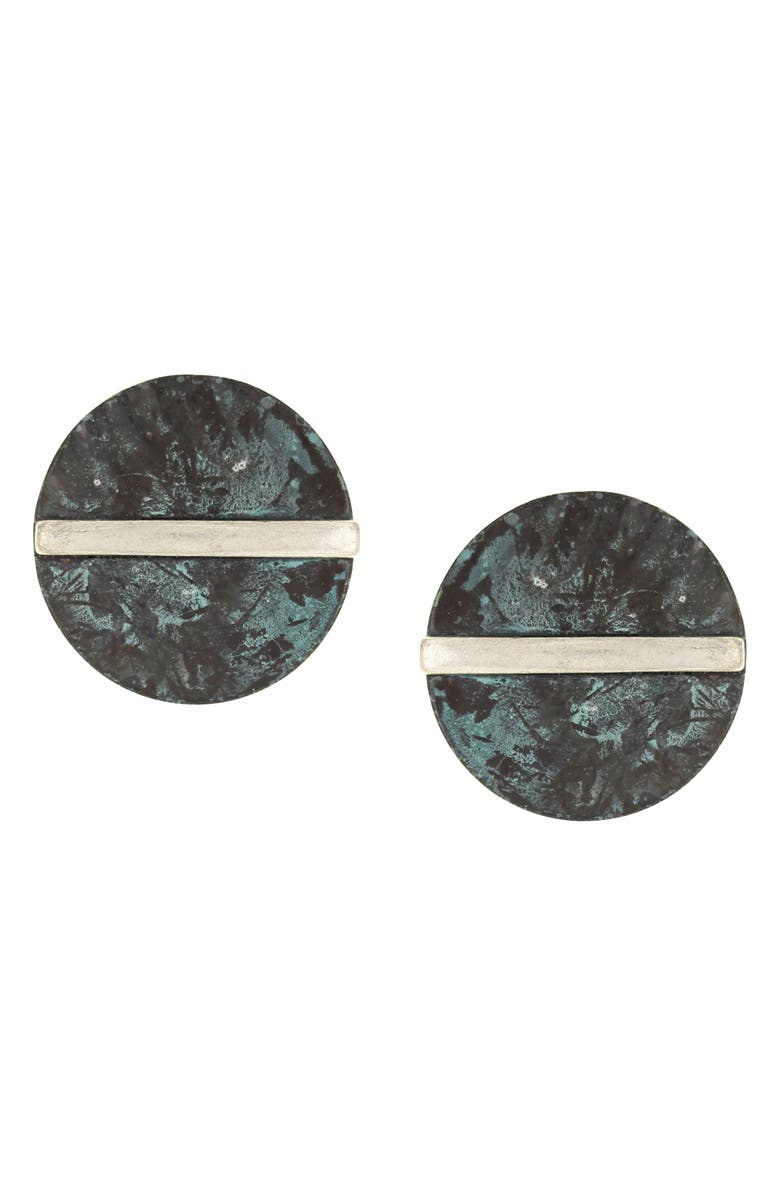 OLIVIA WELLES Octavia Patina Oversize Stud Earrings, Main, color, Silver / Patina
