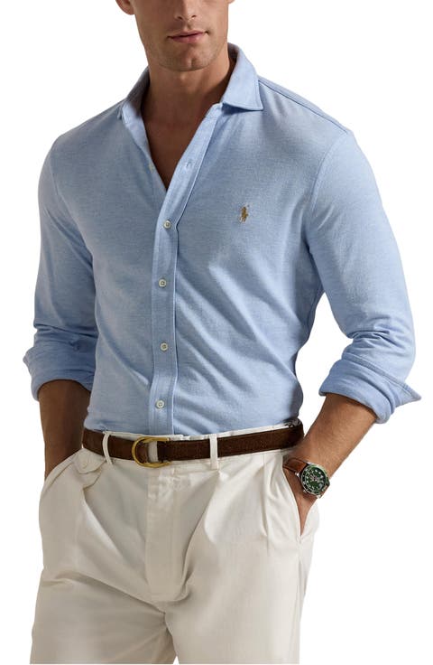 Herringbone Knit Button-Up Shirt