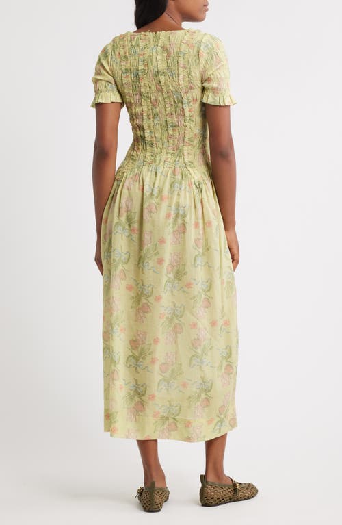 Damson Madder Raphaela Floral Midi Dress In Green