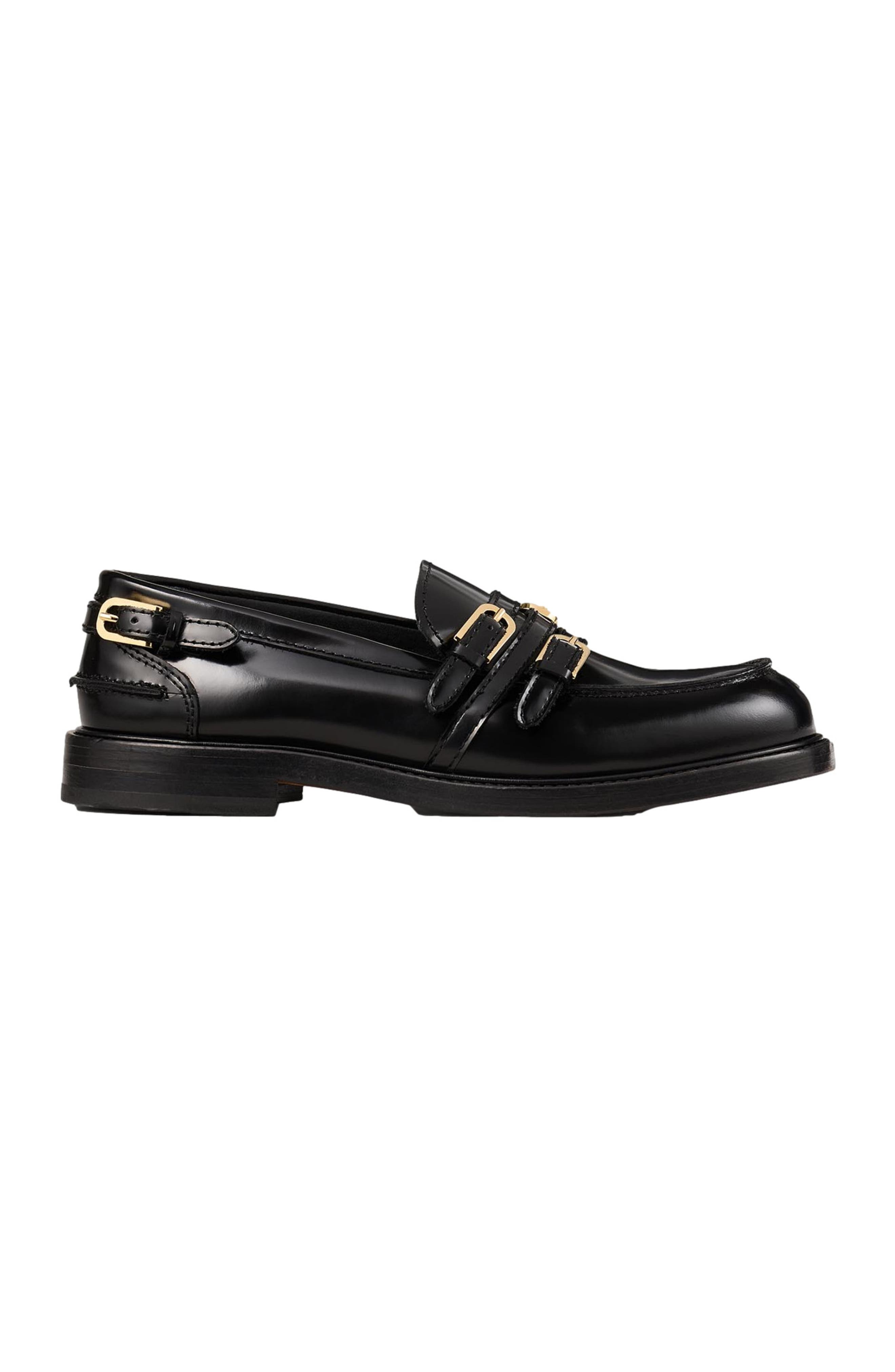 Sandro Leather Loafers With Buckles In Black