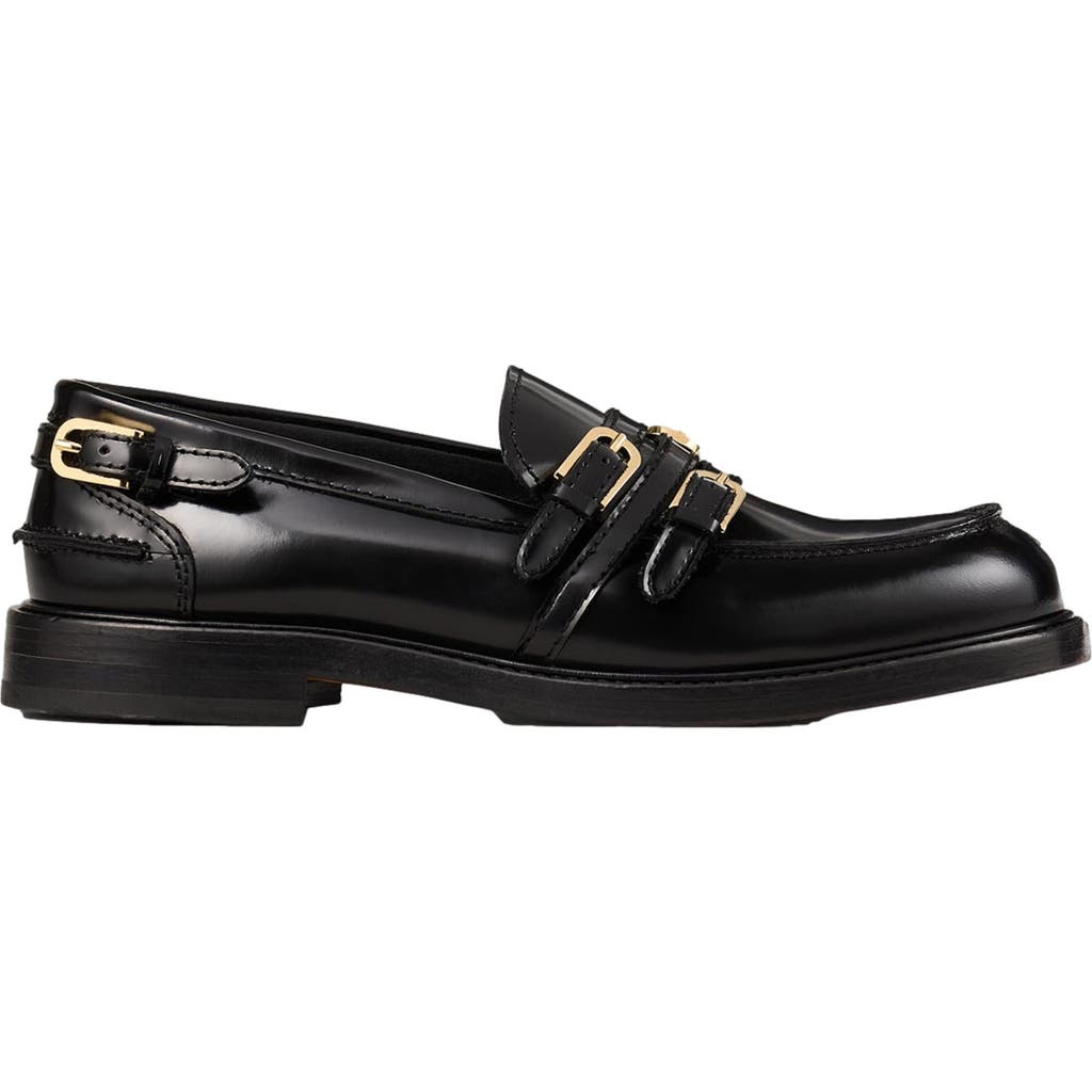 Sandro Leather Loafers With Buckles In Black
