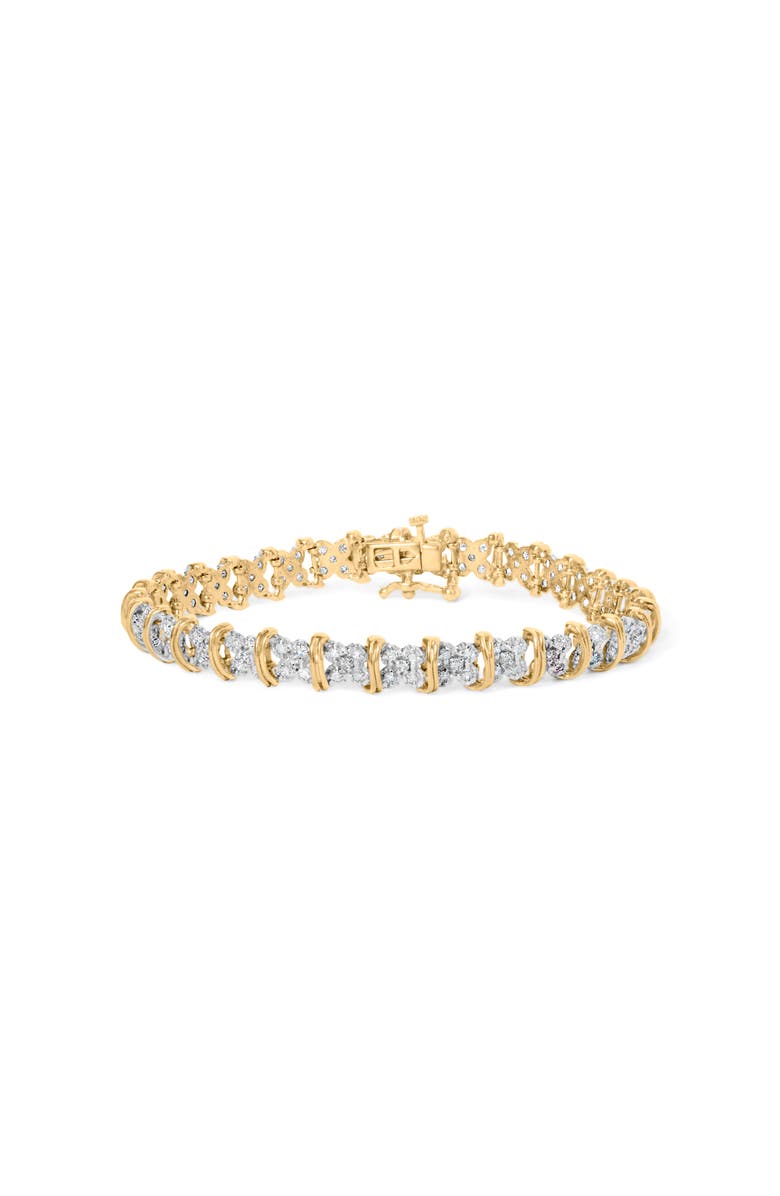 Haus of Brilliance 10K Yellow Gold Plated Silver 2.0 Cttw Diamond Cluster "X" Shaped Link Bracelet, Main, color, Yellow