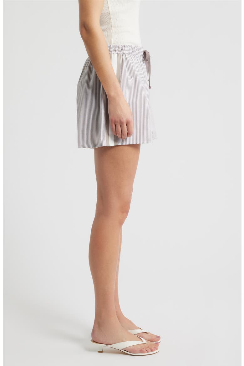 Stripe Drawstring Shorts, Alternate, color, TAUPE/IVORY
