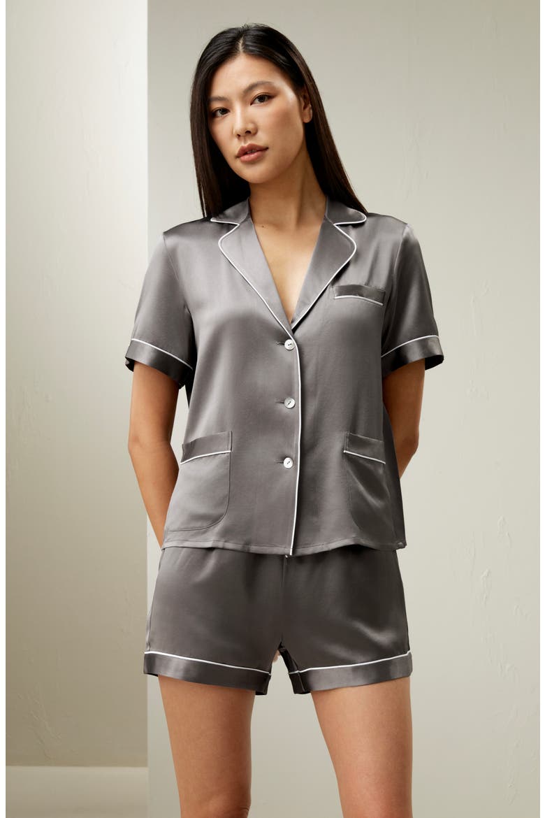 22 Momme Summer Short Silk Pajama Set, Alternate, color, Dark Gray