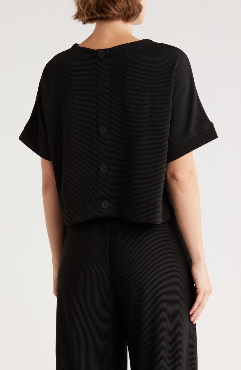 Adrianna Papell Back Button Ottoman Rib Knit Top, Alternate, color, Black