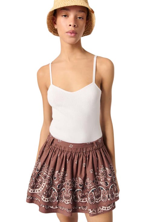 Print mini skirt with rhinestones