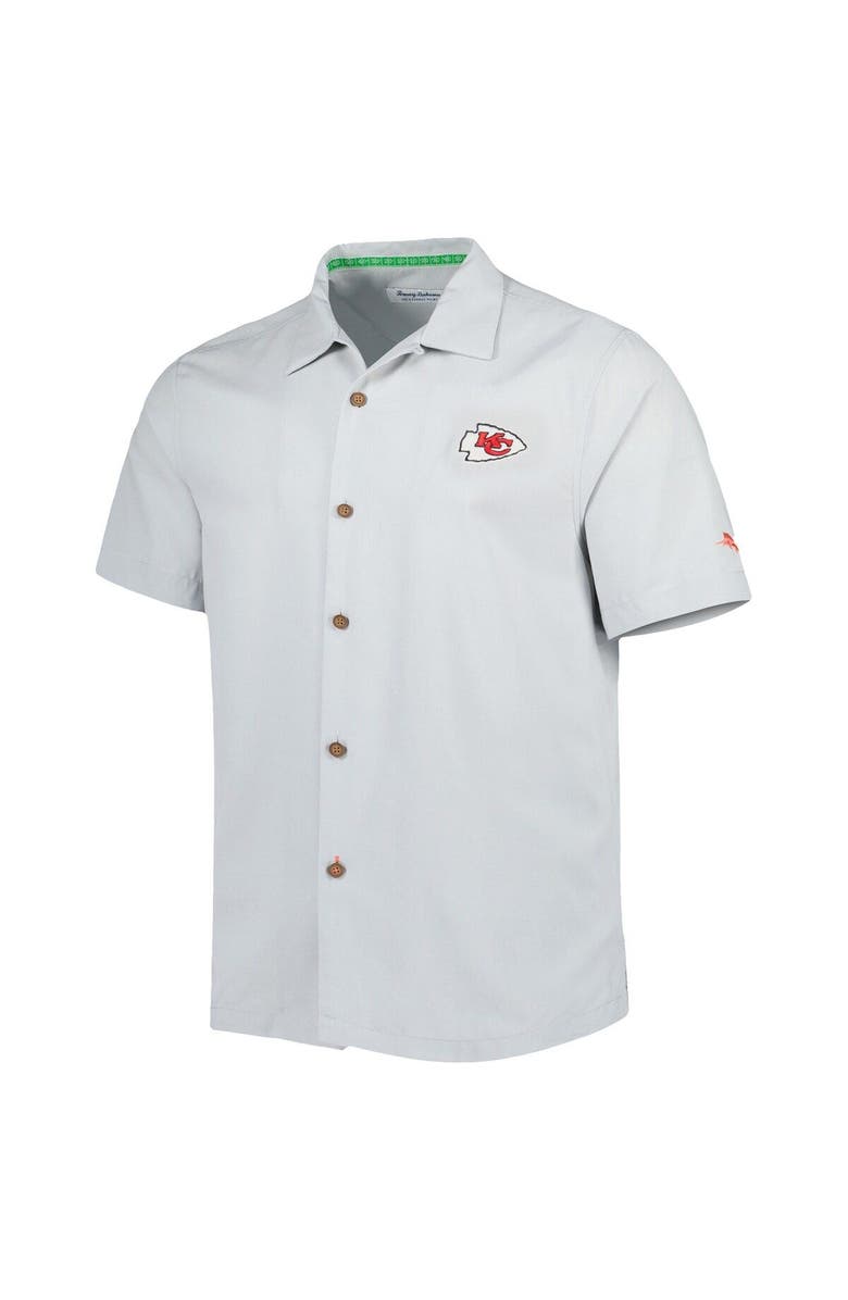 Tommy Bahama Men's Tommy Bahama Gray Kansas City Chiefs Coconut Point Frondly Fan Camp IslandZone Button-Up Shirt, Alternate, color, 