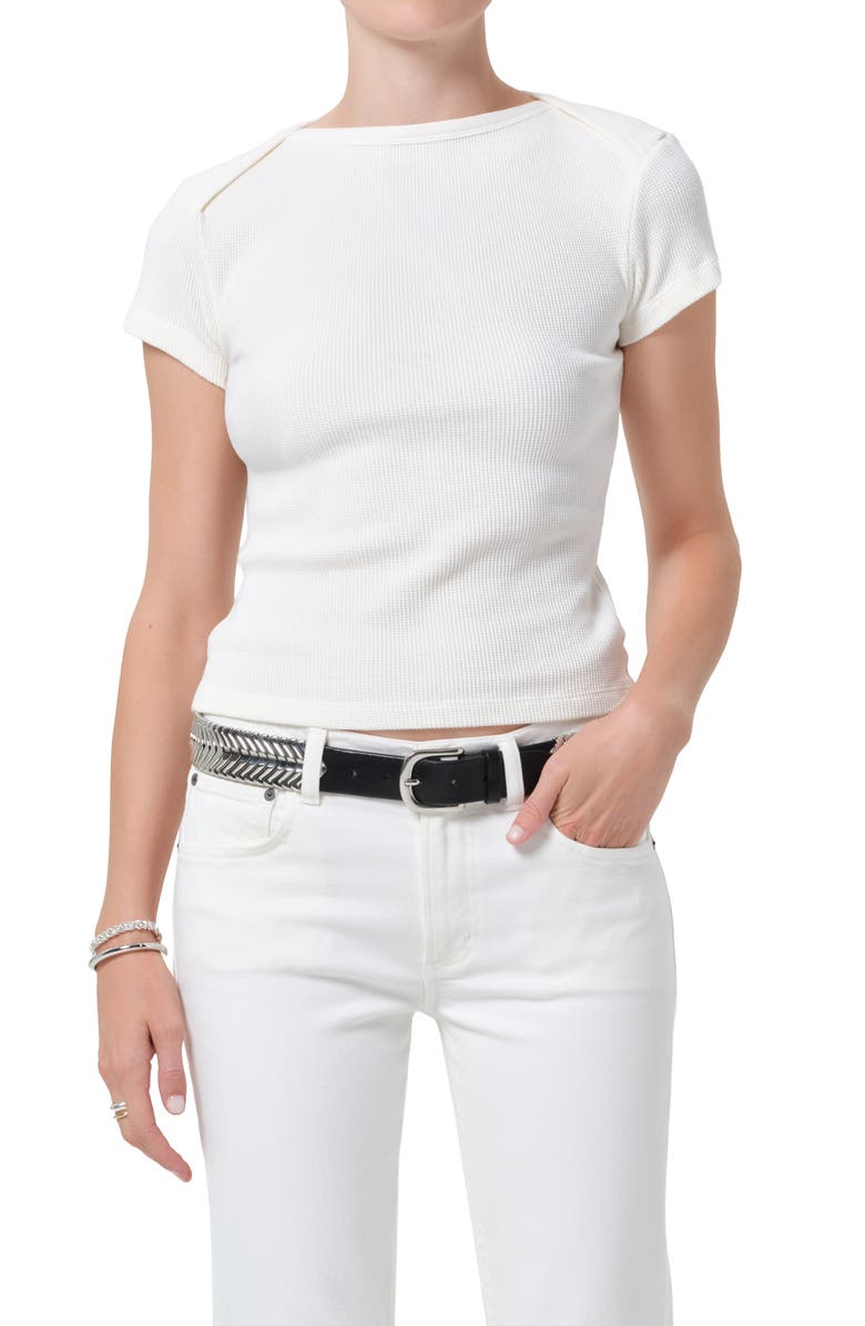 Citizens of Humanity Waffle Knit Cotton Baby Tee, Main, color, Pashmina Off White