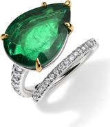 Mindi Mond Emerald & Diamond Single Spiral Ring