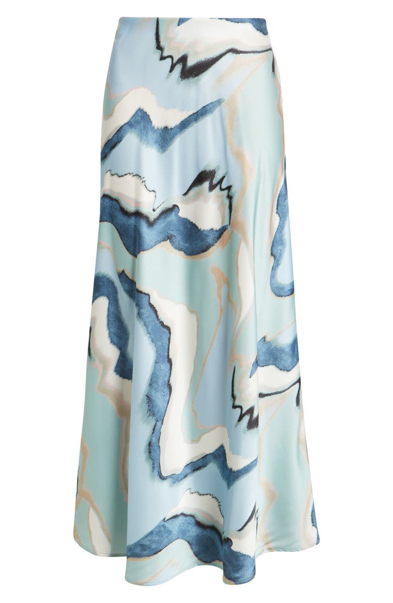 Anne Klein Abstract Print Bias Cut Maxi Skirt, Alternate, color, Opal Blue Multi