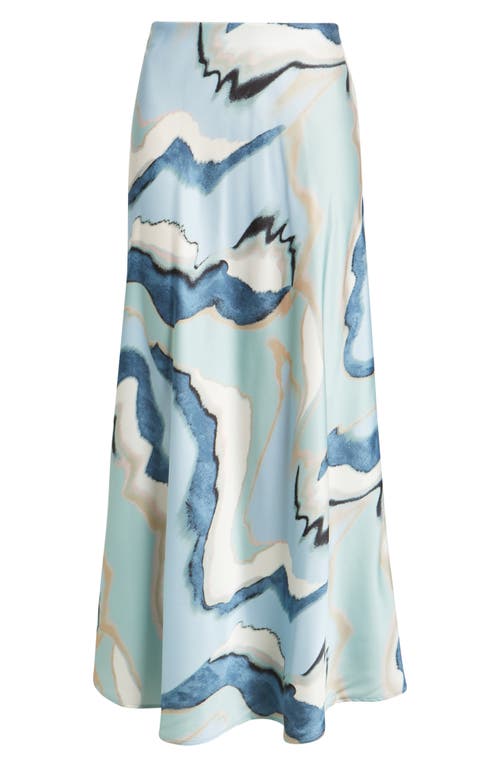 Anne Klein Abstract Print Bias Cut Maxi Skirt In Blue