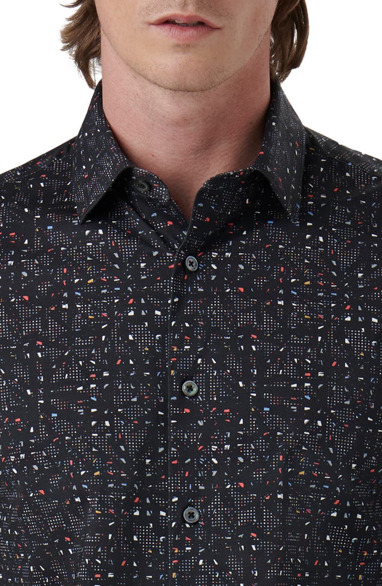 Bugatchi James OoohCotton<sup>®</sup> Abstract Print Button-Up Shirt, Alternate, color, Black