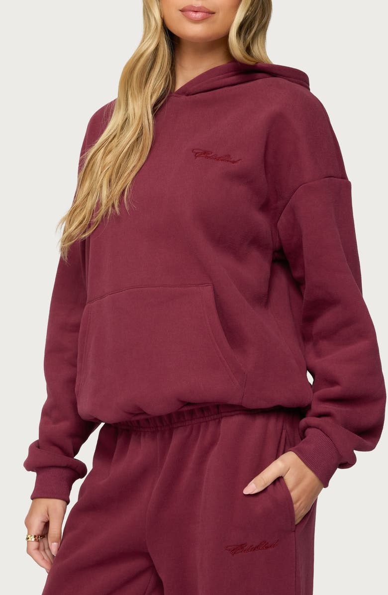 EDIKTED Basic Girl Oversize Hoodie, Alternate, color, Burgundy
