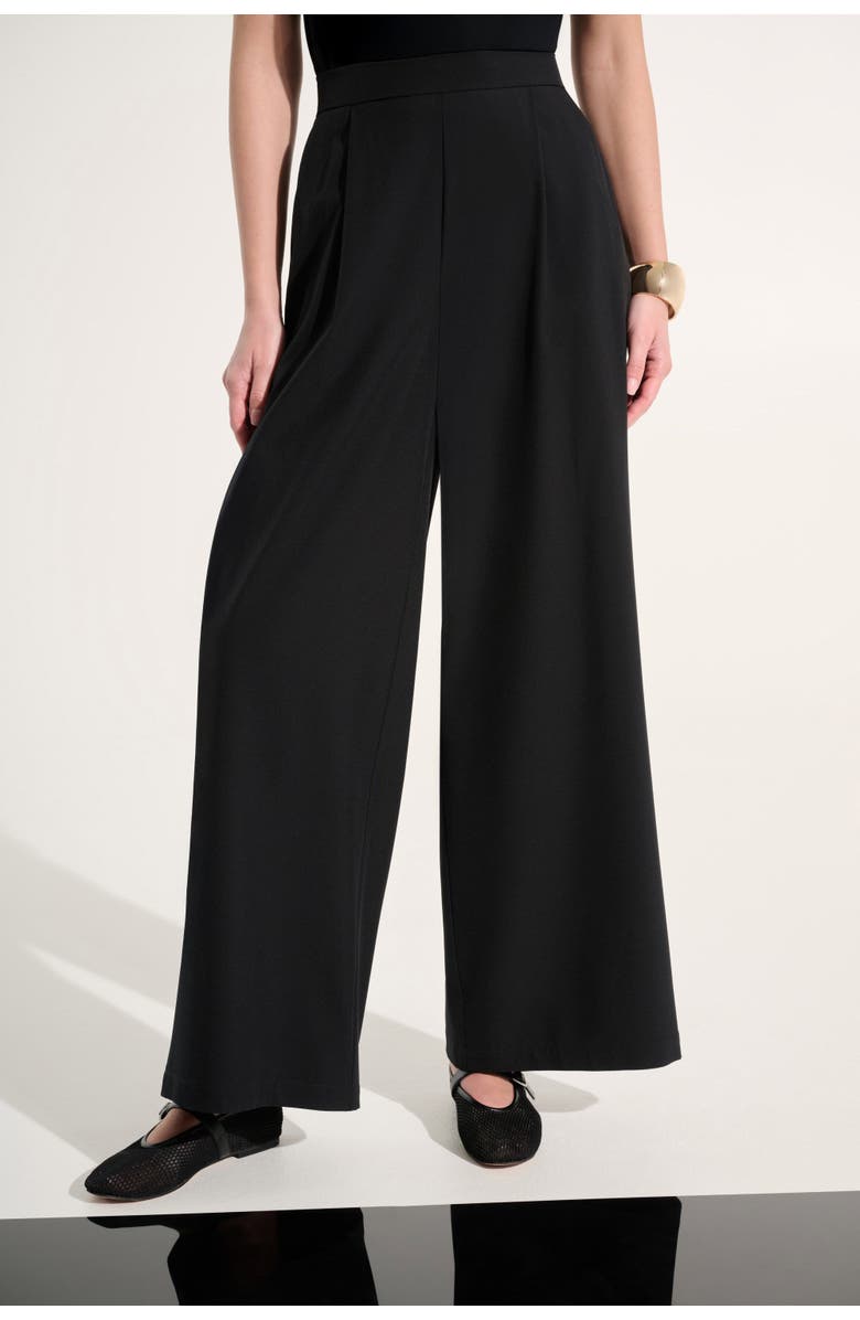 JOSEPH RIBKOFF Stretch Woven Pull-On Wide Leg Pants, Main, color, Black