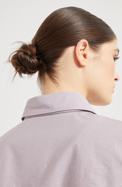 Brunello Cucinelli Mini Chemisier Dress With Monili In Lilac