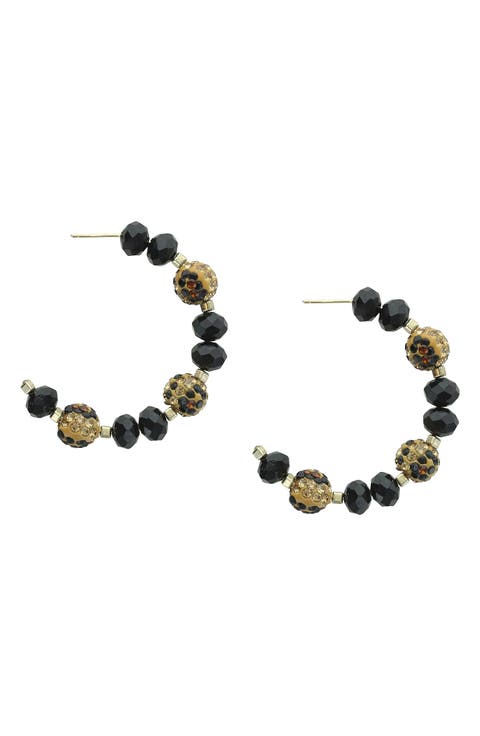 14K Gold Plated Beaded Hoop Earrings