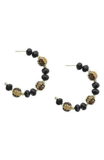 OLIVIA WELLES 14K Gold Plated Beaded Hoop Earrings