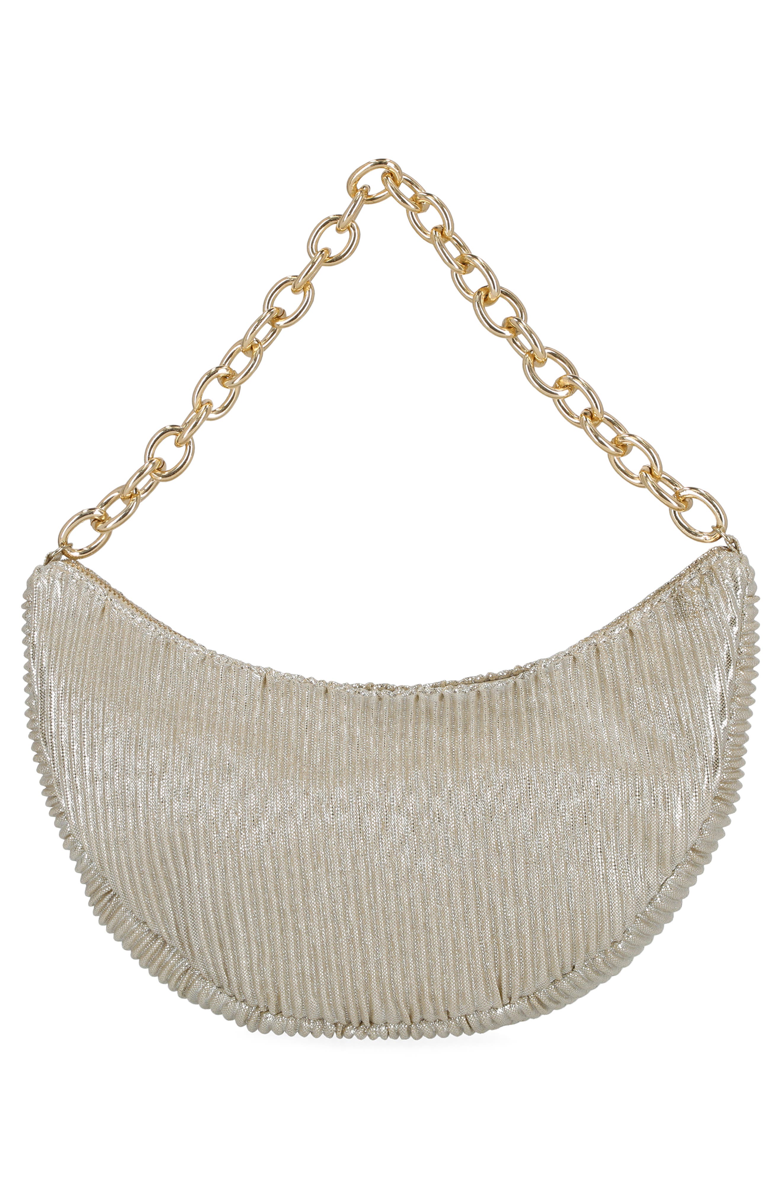 Maya Metallic Rib Shoulder Bag, Alternate, color, CHAMPAGNE