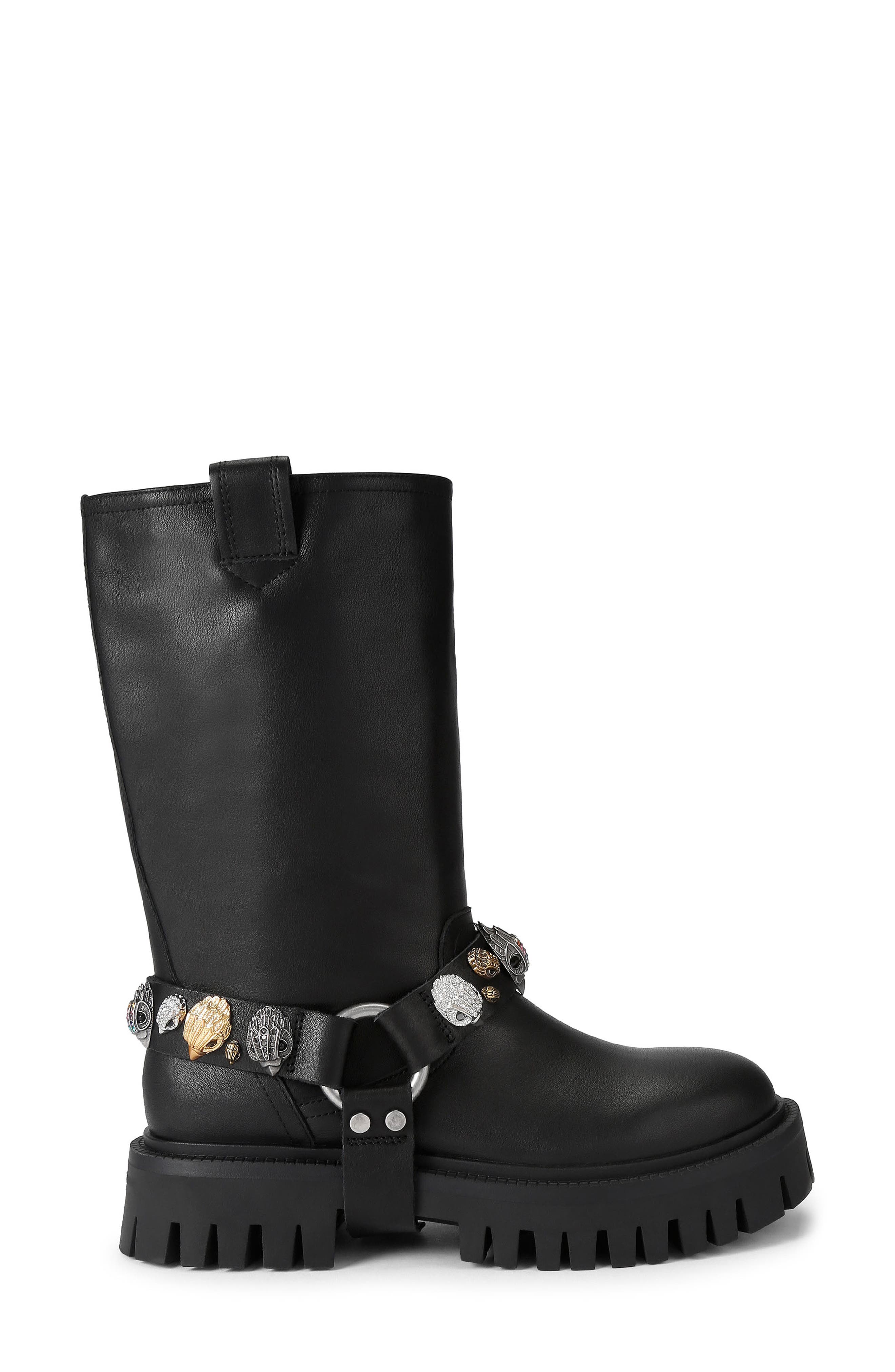 Eagles Harness Leather Biker Boot, Alternate, color, BLACK