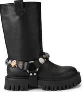 Kurt Geiger London Eagles Harness Leather Biker Boot