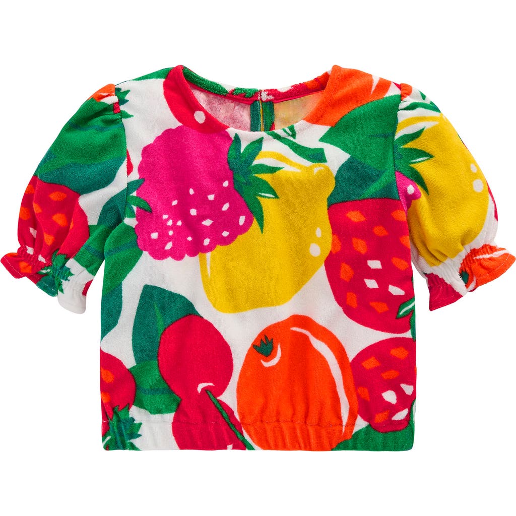 Mini Boden Kids' Fruit Print Tiered Terry Cloth Top In Multi Giant Fruit