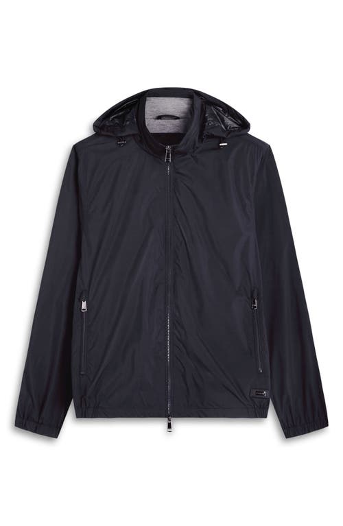 Bugatchi Water Repellent Packable Jacket With Removable Hood In Black