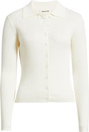 Open Edit Collared Merino Wool Cardigan
