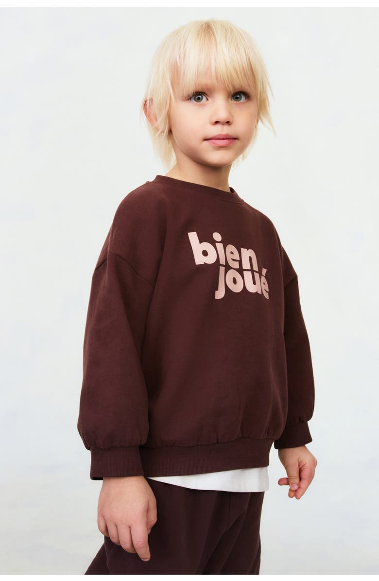 H&M Printed Cotton Sweatshirt, Alternate, color, Dark Brown/Bien Joué