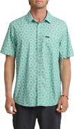Quiksilver Ocean Mayhem Classic Sun Print Short Sleeve Cotton Button-Up Shirt