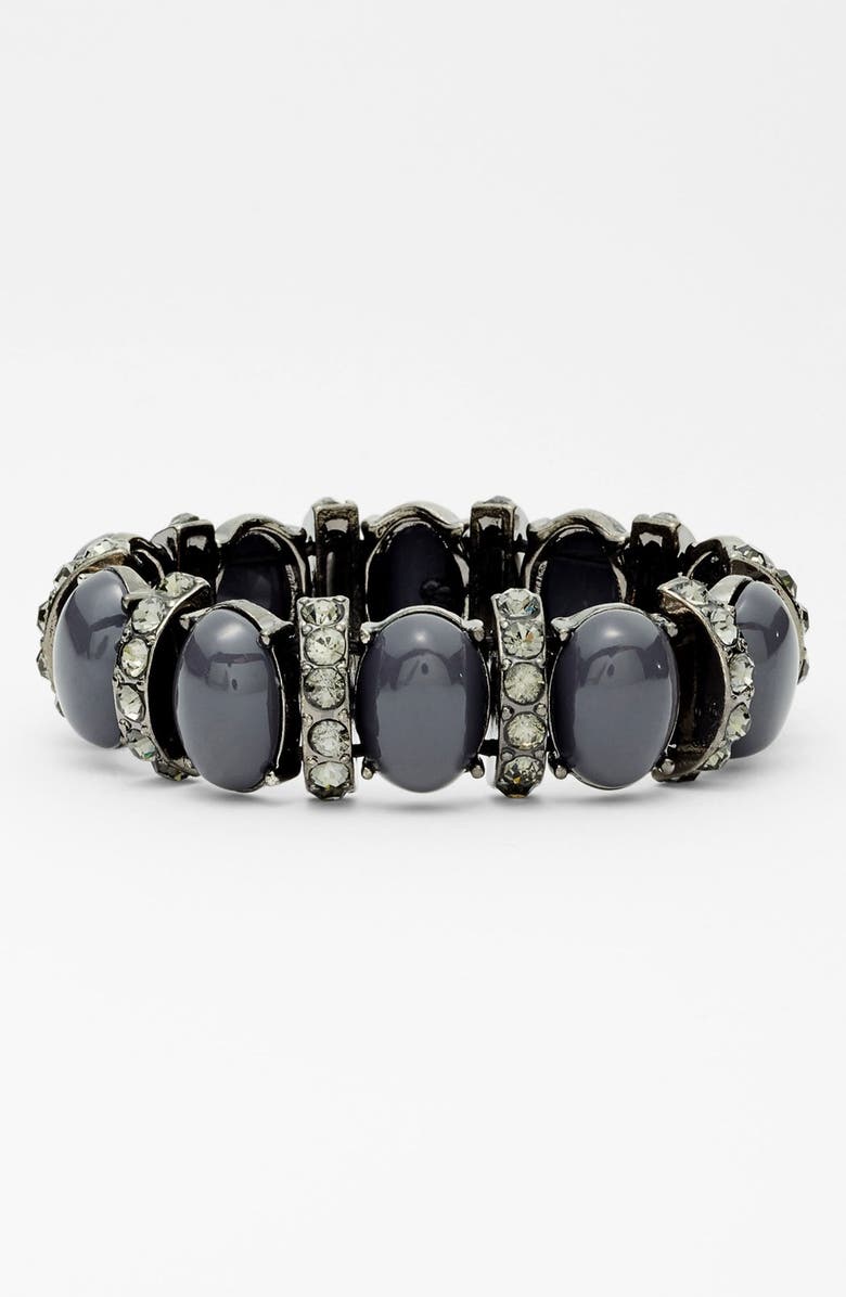 Tasha Oval Stone & Crystal Bar Stretch Bracelet, Main, color, 