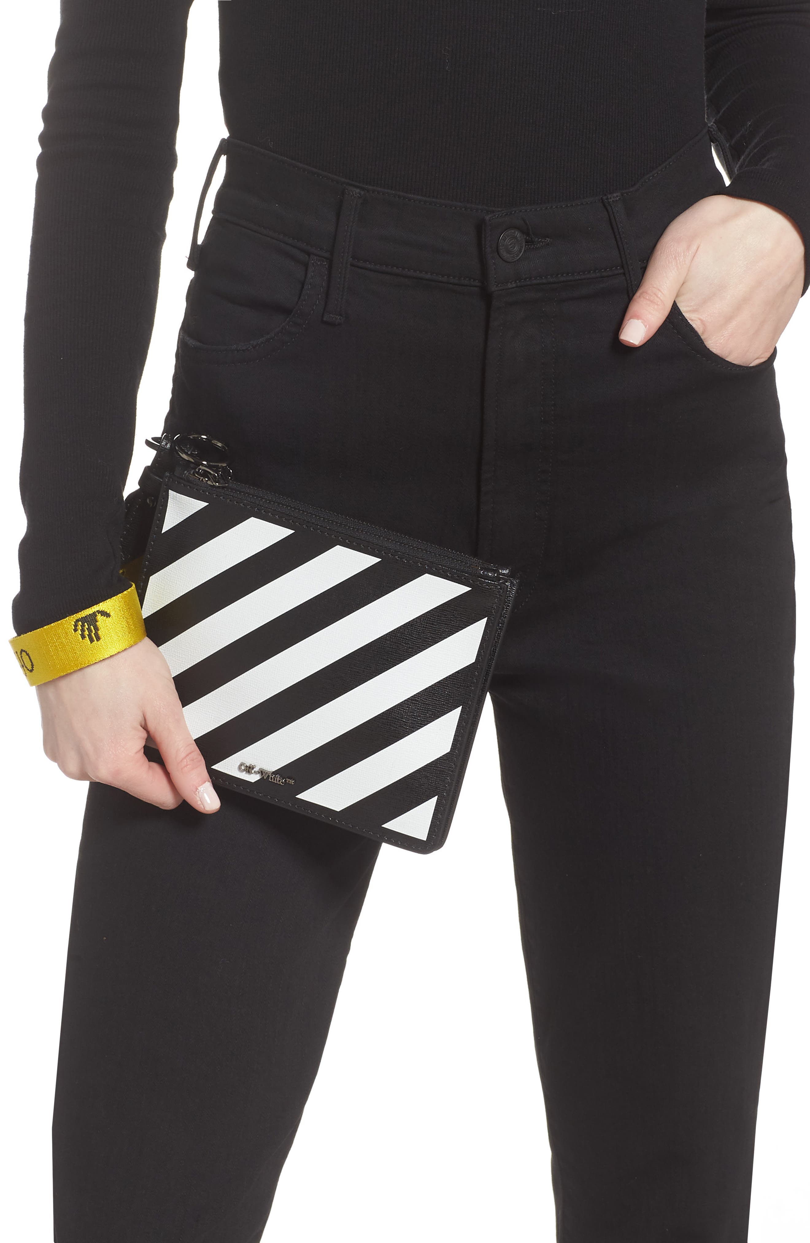 Off-White Diagonal Set of 2 Leather Pouches, Alternate, color, 