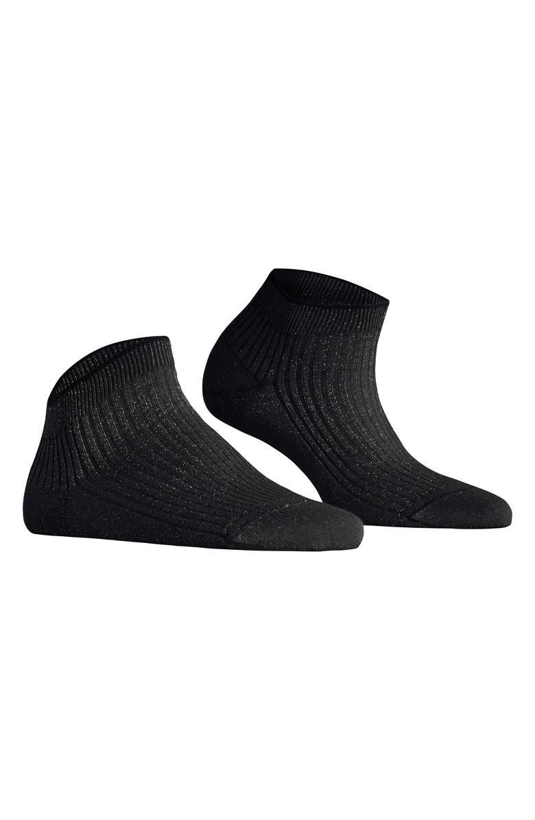 Falke Metallic Rib Quarter Socks, Alternate, color, Black