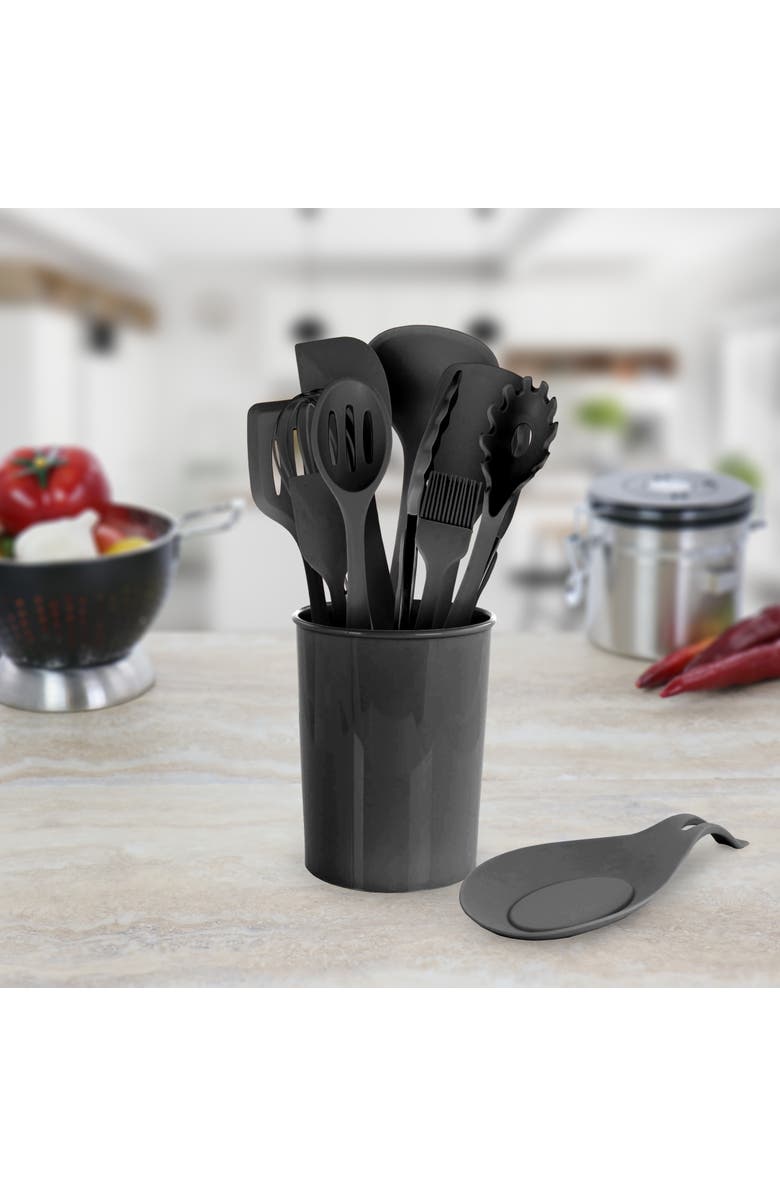 Megachef Silicone Cooking Utensils, Set of 12, Alternate, color, Black